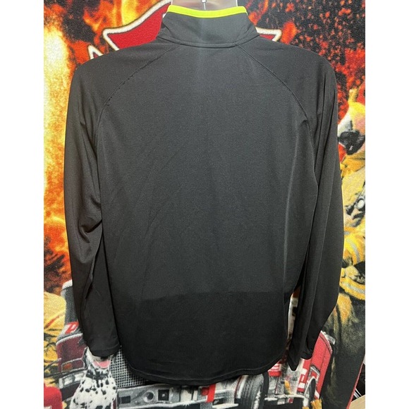 Charles River Apparel Quarter Zip Sweatshirt XL Men's Black/Lime Yellow Boarder - Picture 2 of 5